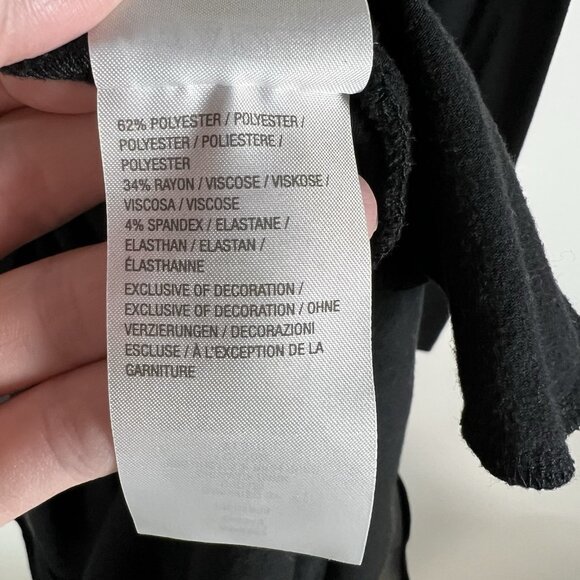 LOGO by Lori Goldstein Black Tunic Tee Slub Knit Ruffle Hem Womens Size Small - Picture 7 of 10